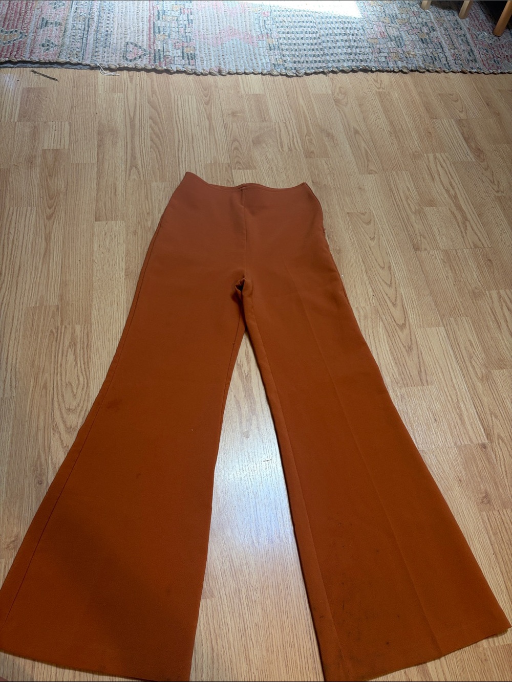 Rust Orange Flared Knit Pants - Picture 4 of 4